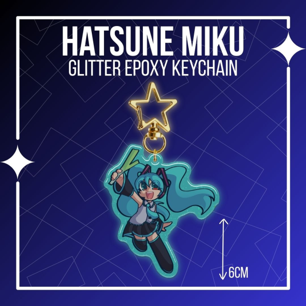 Hatsune Miku - Epoxy Glitter Keychain