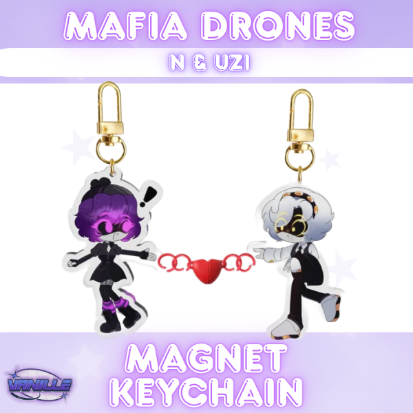Mafia N & Uzi Heart Magnet Keychain