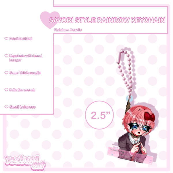 Sayori Style Rainbow Acrylic Keychain