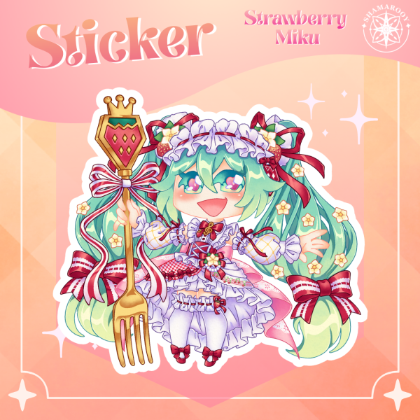 [Vocaloid] Strawberry Miku Chib Die Cut Sticker