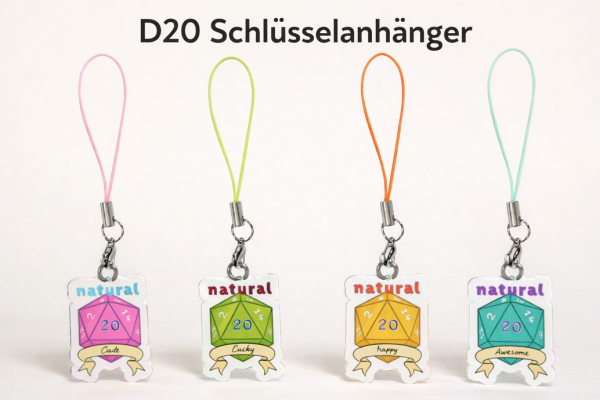 Natural 20 Dice Acrylic Keychain Set