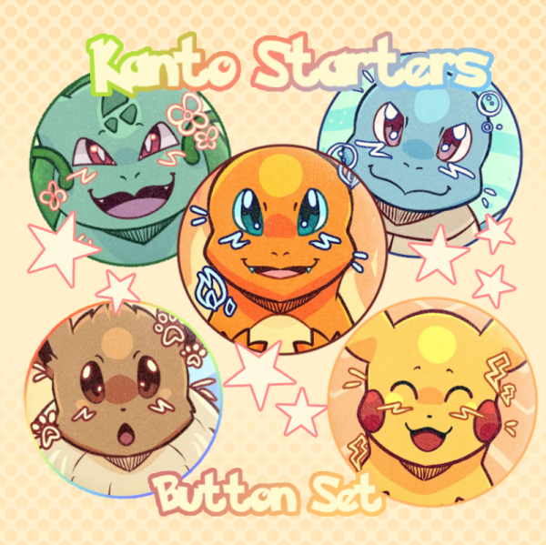 Kanto Starters Button Set
