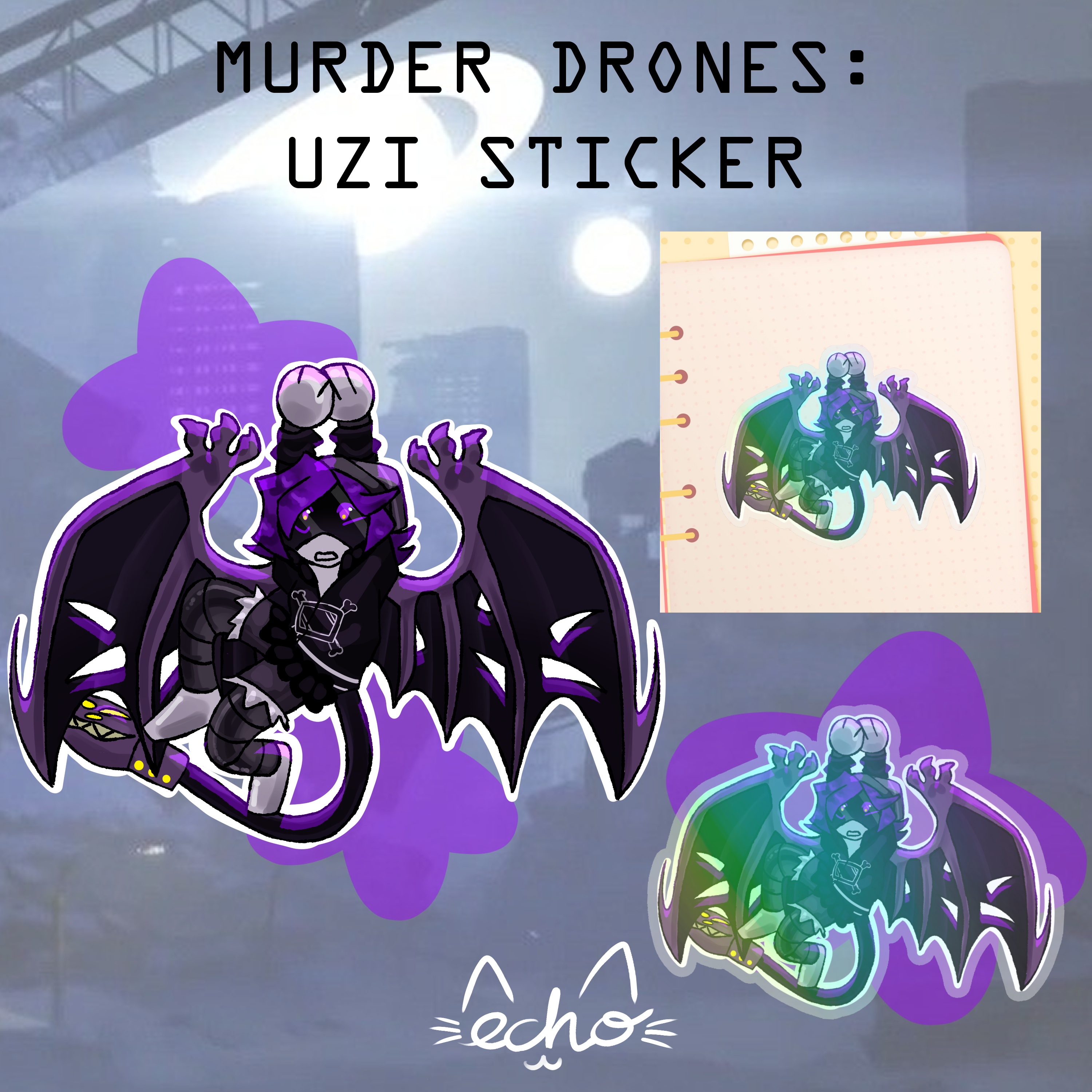 Murder Drones Uzi Rainbow Sticker
