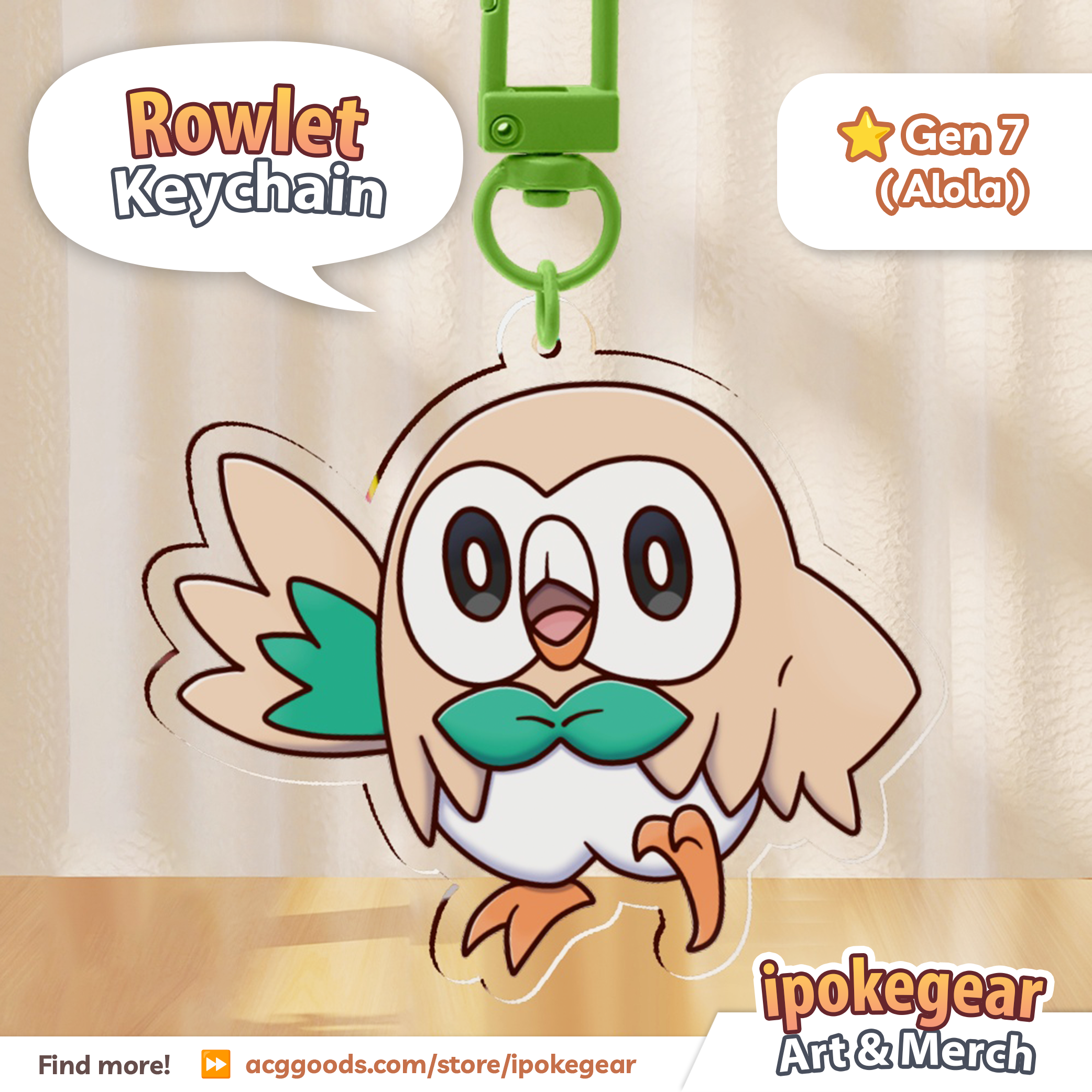 Rowlet (Acrylic Keychains)