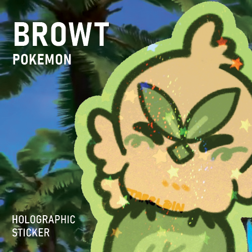 Chibi Browt Baby Bird Chick Starter | Pokemon Winds Waves | Holographic Star Sticker
