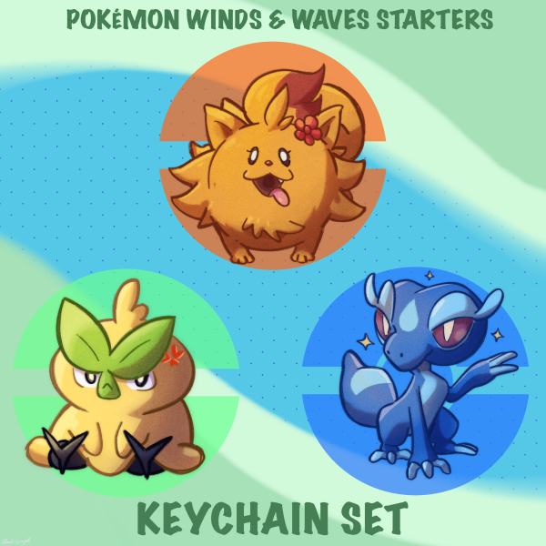 Pokémon Winds & Waves Starters Trio Keychain Set