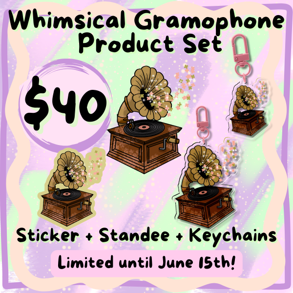 Whimsical Gramophone Product Set - Random Collab