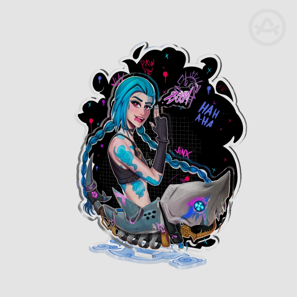Jinx with Fishbones Arcane League of Legends Double Insert Acrylic Standees