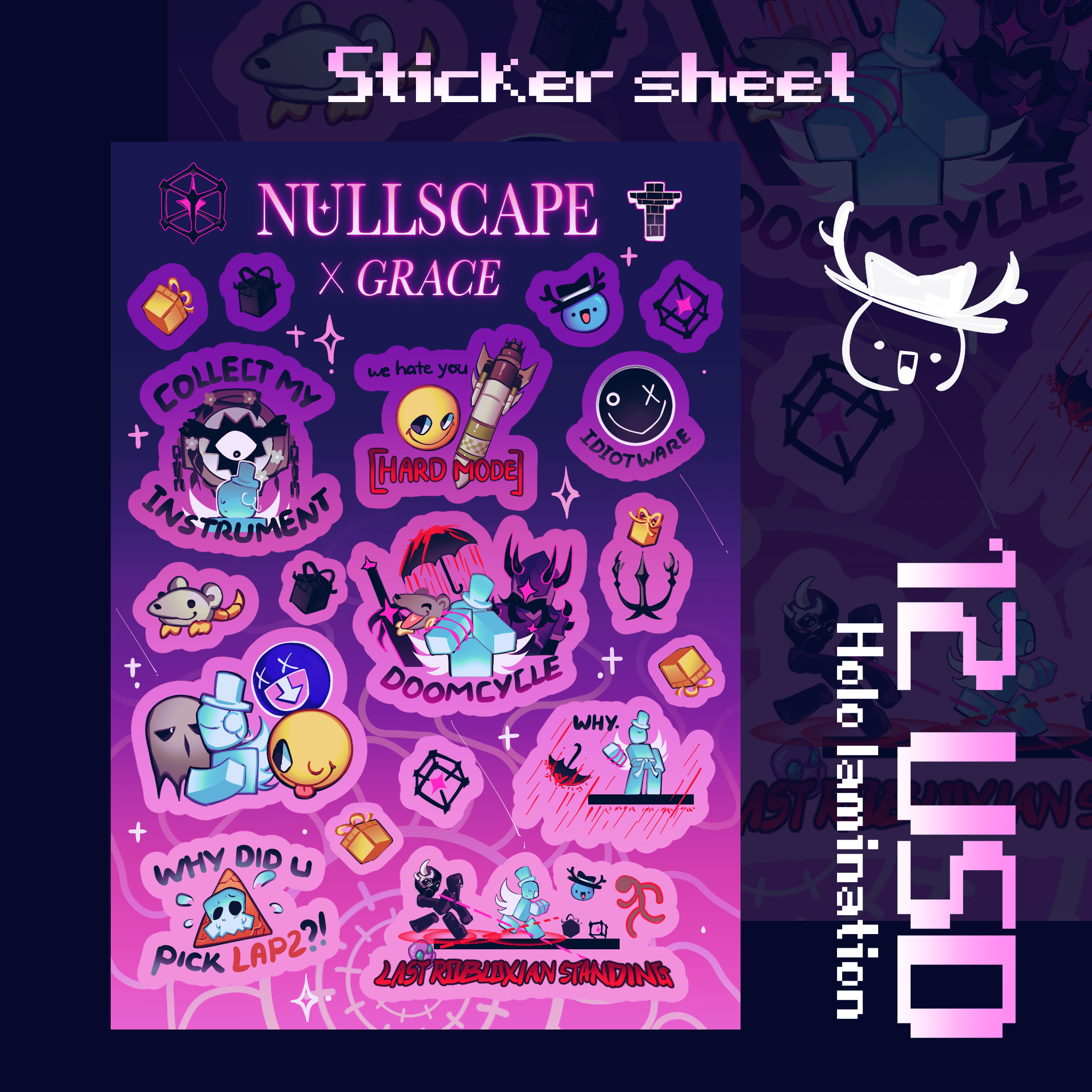 LOVE AND VOID | Nullscape x Grace B6 sticker sheet | Roblox Unofficial Nullscape merch