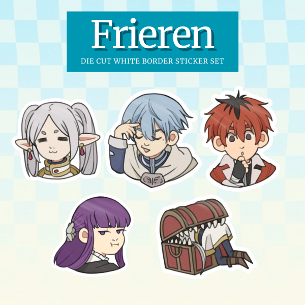 Frieren - glossy white border sticker set