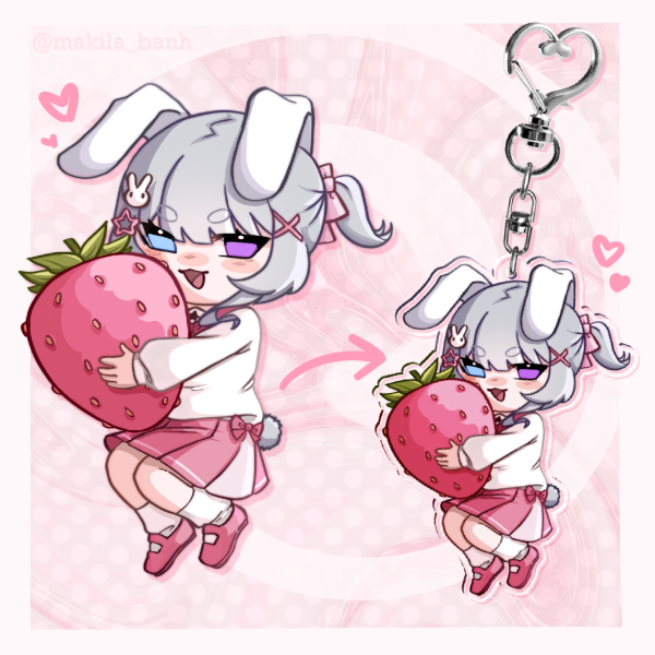 Strawberry Bunny Girl - Clear Acrylic Keychains