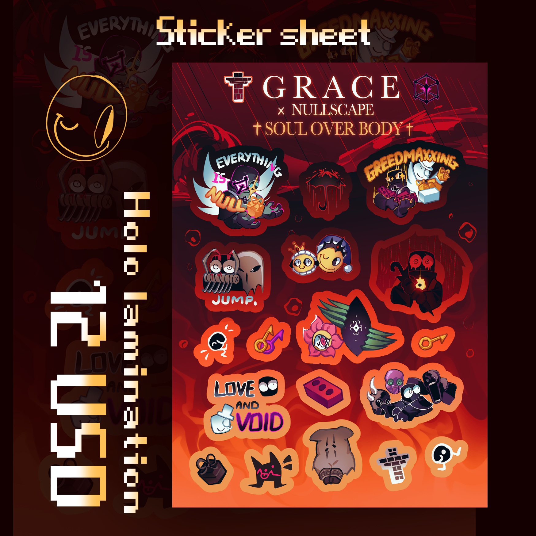SOUL OVER BODY | Grace x Nullscape Holo B6 Sticker Sheet | Roblox