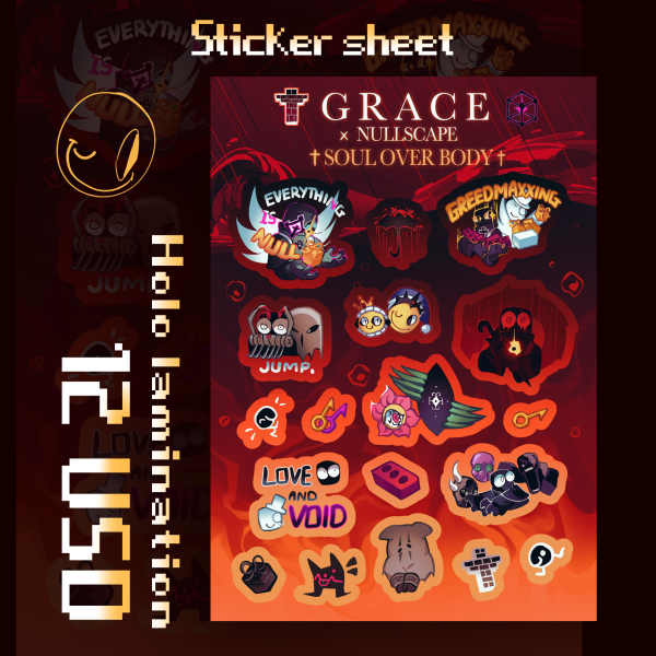 SOUL OVER BODY | Grace x Nullscape Holo B6 Sticker Sheet | Roblox