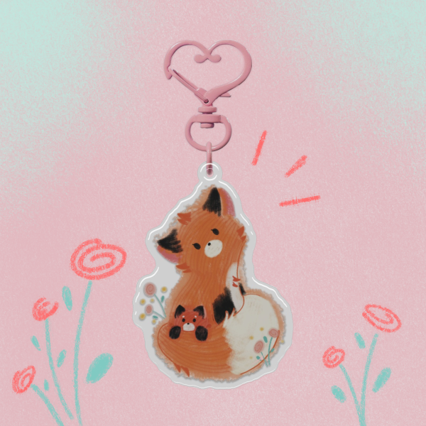 Fox Family - Epoxy Acrylic Keychain