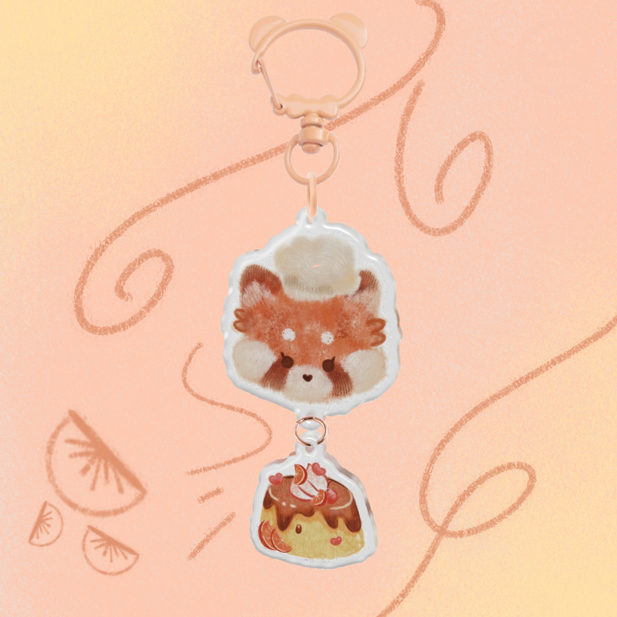 Pudding Red Panda - Epoxy Acrylic Keychain