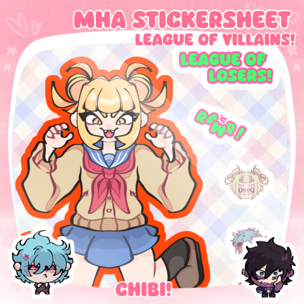 Toga & League of villains Dabi Shigaraki Coated Paper Sticker Sheet