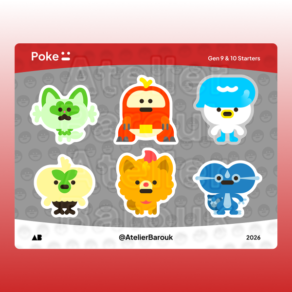 Poke 😐 - Gen 9 & 10 Starters Sticker set