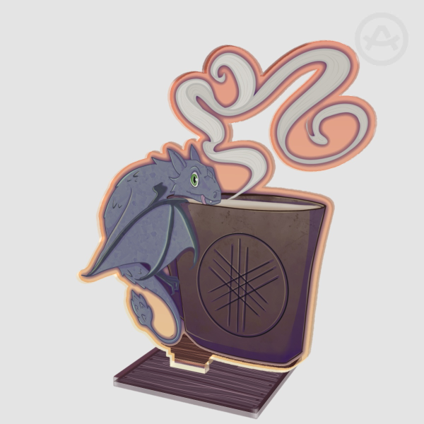 Coffee bean teacup dragon Colored Edge Acrylic Standees