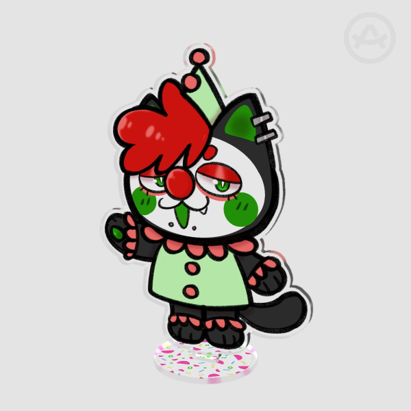 Silly Cat Clown - Clear Acrylic Standee
