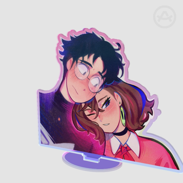 Momo and Okarun Colored Edge Acrylic Standees