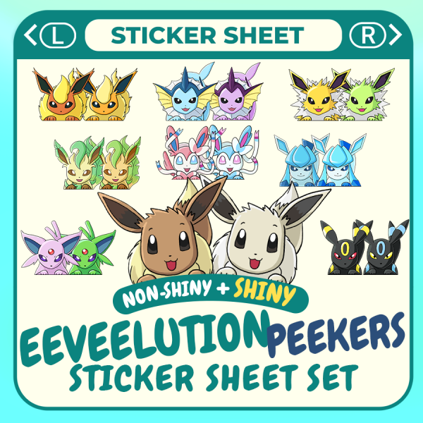 Complete Eeveelutions Peekers Sticker Sheet Set