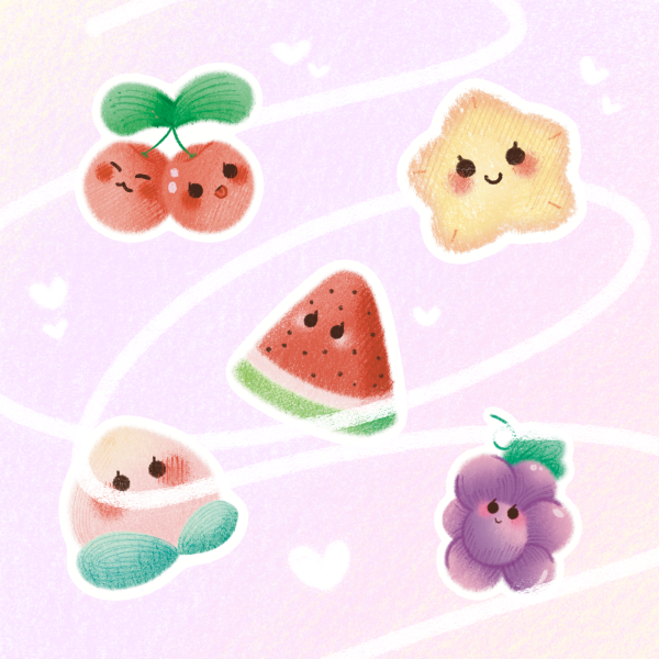Cute fruit salad - die cut sticker bundle