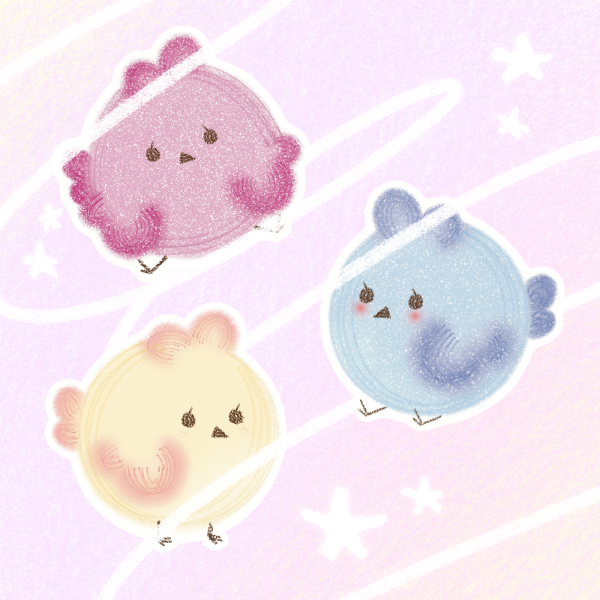 Cute round birds - die cut sticker bundle