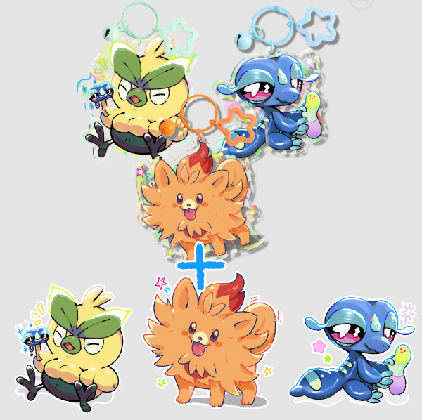 Pokémon Winds and Waves Starter Sticker+Keychain Set