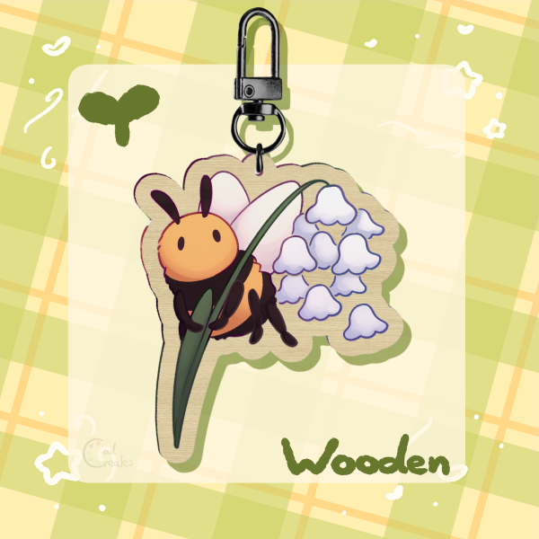 Flower Bee - Wooden Keychain