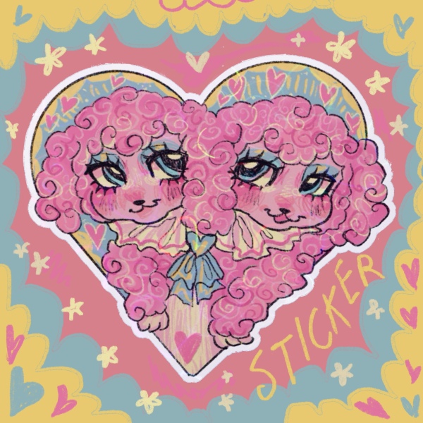 Two Headed Poodle Sticker