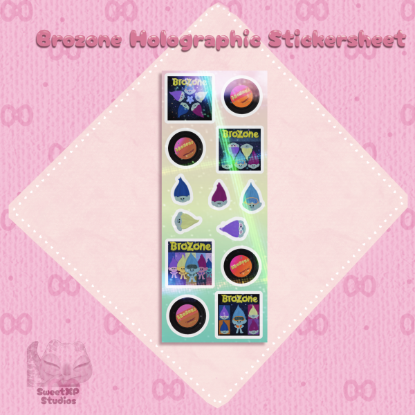 Trolls Brozone Holographic Stickers Sheet