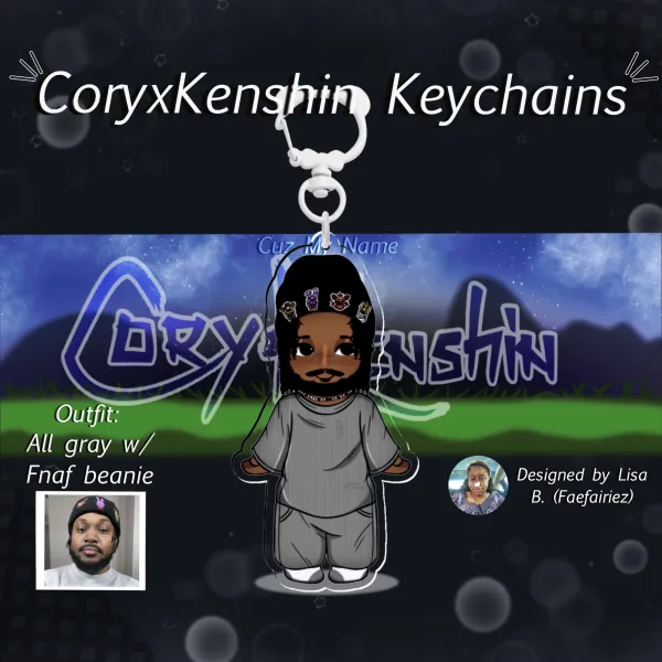 (CXK Keychain) All Gray w/ Fnaf Beanie! Angel🪽