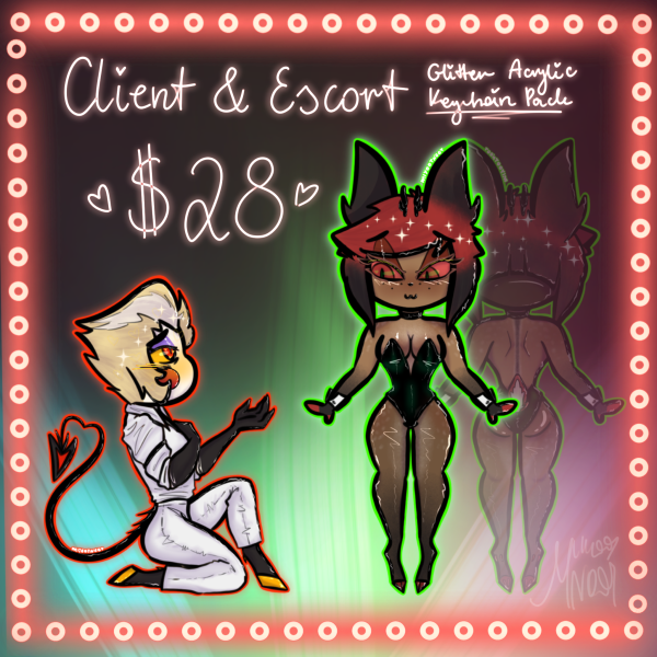 'Client & Escort’ Glitter Acrylic Keychains set
