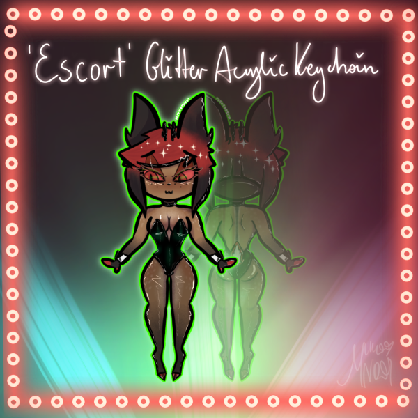 Alastor 'Escort' Glitter Acrylic Keychain