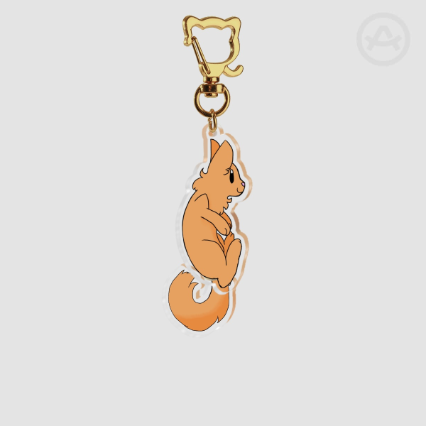 Tail-wagging Cat Keychain Clear Background