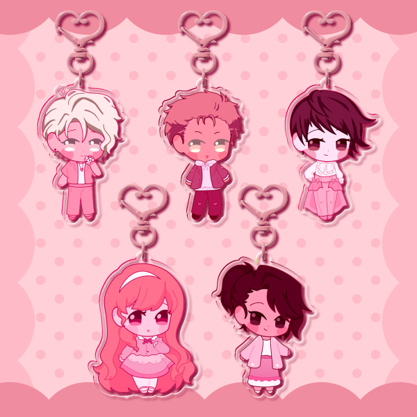 Set of Pink Our Life Keychains