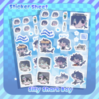 Silly Shark Boy Stickers Sheet