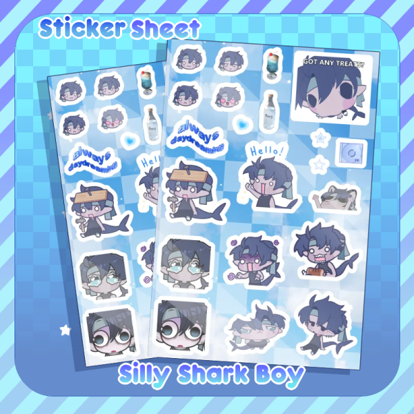 Silly Shark Boy Stickers Sheet