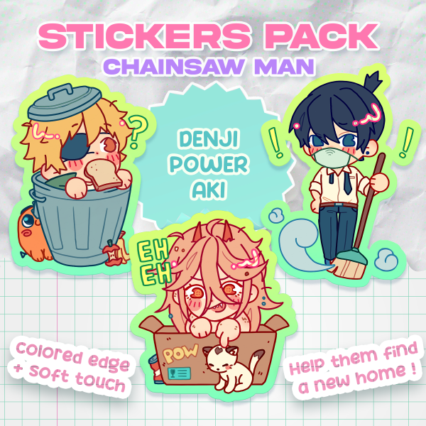 Chainsaw Man - Denji + Power + Aki Hayakawa [Stickers]
