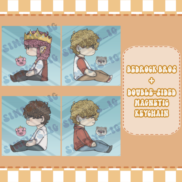 Bedrock Bros [Tommyinnit & Technoblade] Acrylic Magnet Keychains 2"