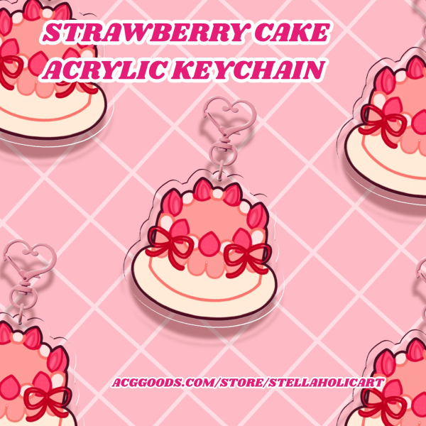 Strawberry Cake - Acrylic Keychain