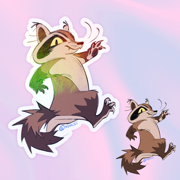 Raccoon rainbow Sticker