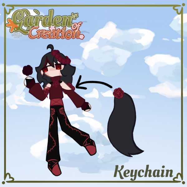 Silas - red rose - ponytail swing keychain