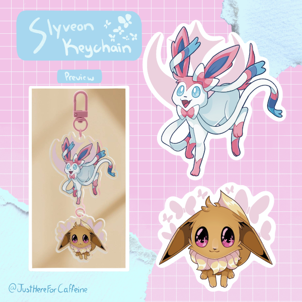 Slyveon Sticker and Keychain Set