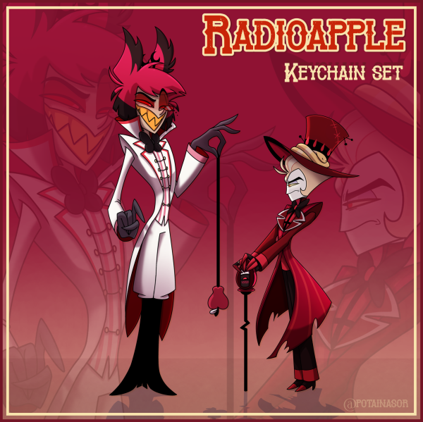 Lucifer x Alastor keychain SET | Radioapple clothes swap style📻🍎| Hazbin Hotel keychains set | Potainasor 🖤✨️❤️