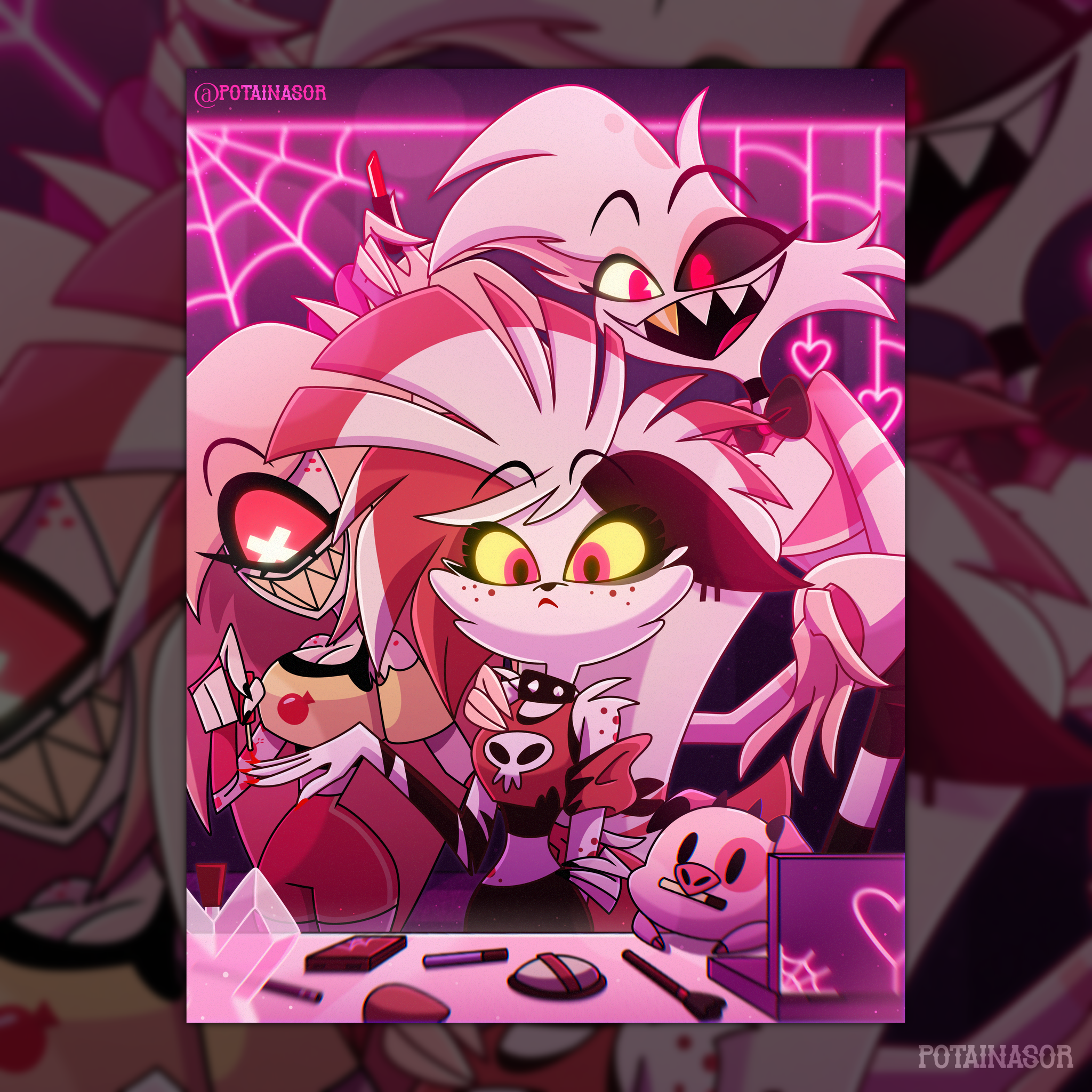 Crymini, Angel Dust & Cherry Bomb sleepover~ 🍒💀💕 HAZBIN HOTEL 