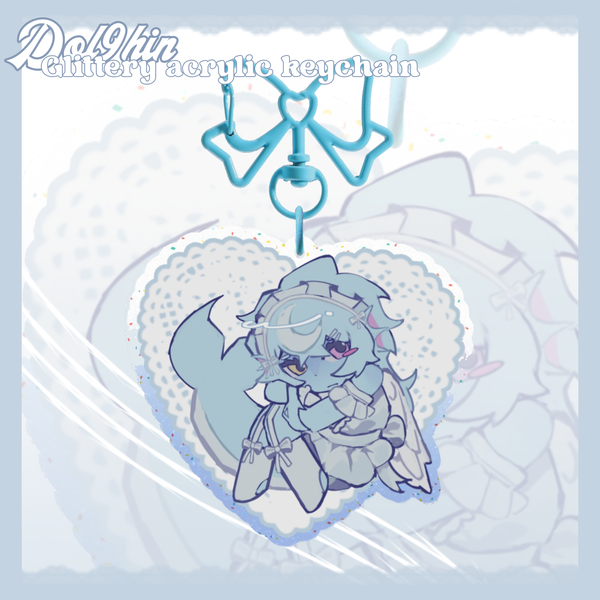 Dol9hin Glittery Acrylic Keychain