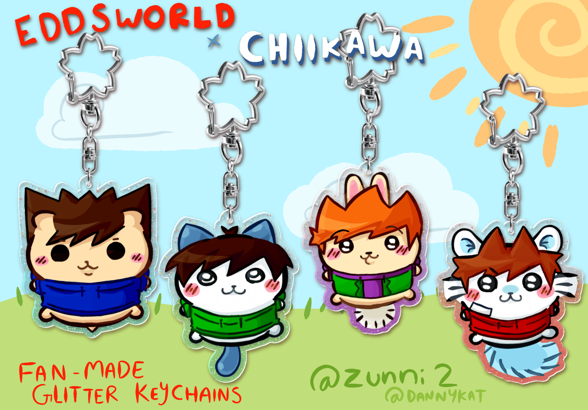 Chiikawa x Eddsworld complete keychain set