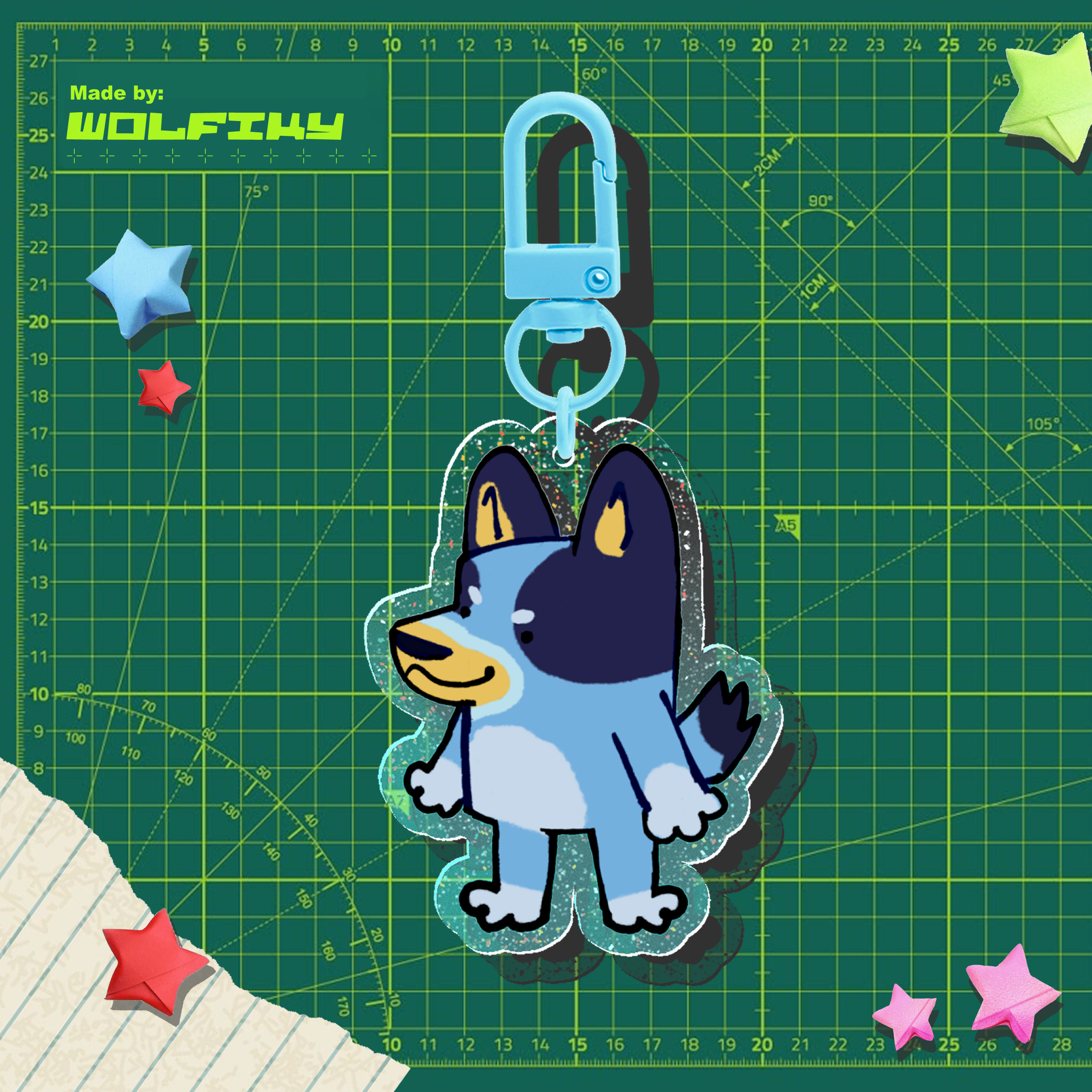 Bluey Glitter Acrylic Keychains