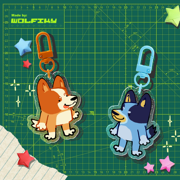 Bluey and Bingo keychain set